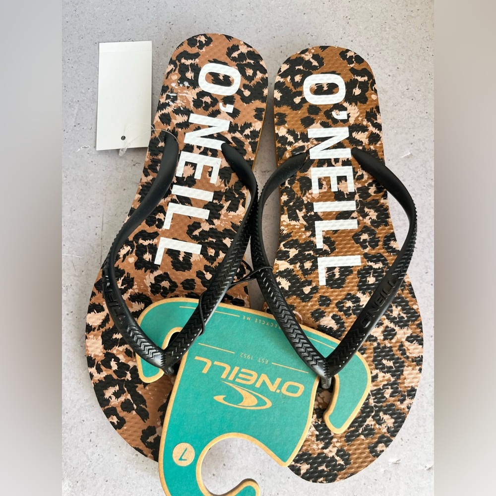NWT O'Neill Bondi‎ Animal Print Sandals Flip Flops Casual Beach Thong Women's 7 - Picture 8 of 9